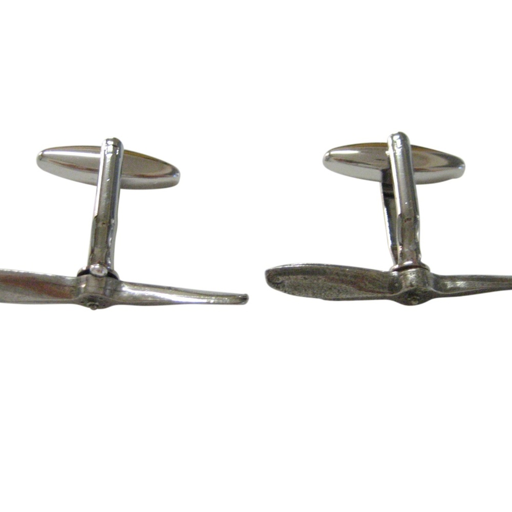 Silver Toned Textured Propeller Cufflinks